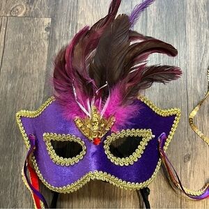 Halloween Mysterious Glamour Masquerade Half Mask With Headband Mardi Gras Party